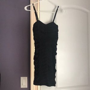 Black runched mini dress